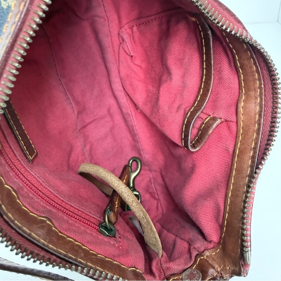 Dooney & Bourke Denim Monogram Mini Shoulder Bag Top Zip Blue Brown Leather Y2K - Picture 10 of 16